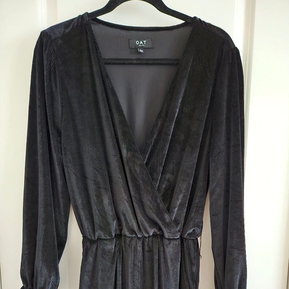 OAT New York Ribbed Velour Long sleeve Belted Jumpsuit